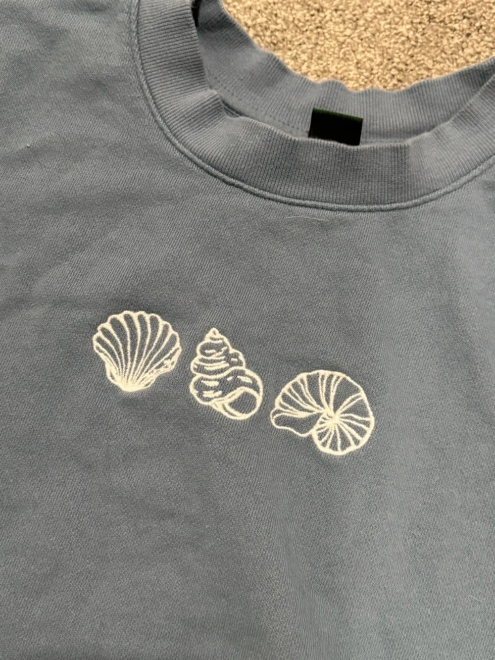 wild fable Blue Cropped Seashell Coastal Sweatshirt | L - Picture 4 of 4
